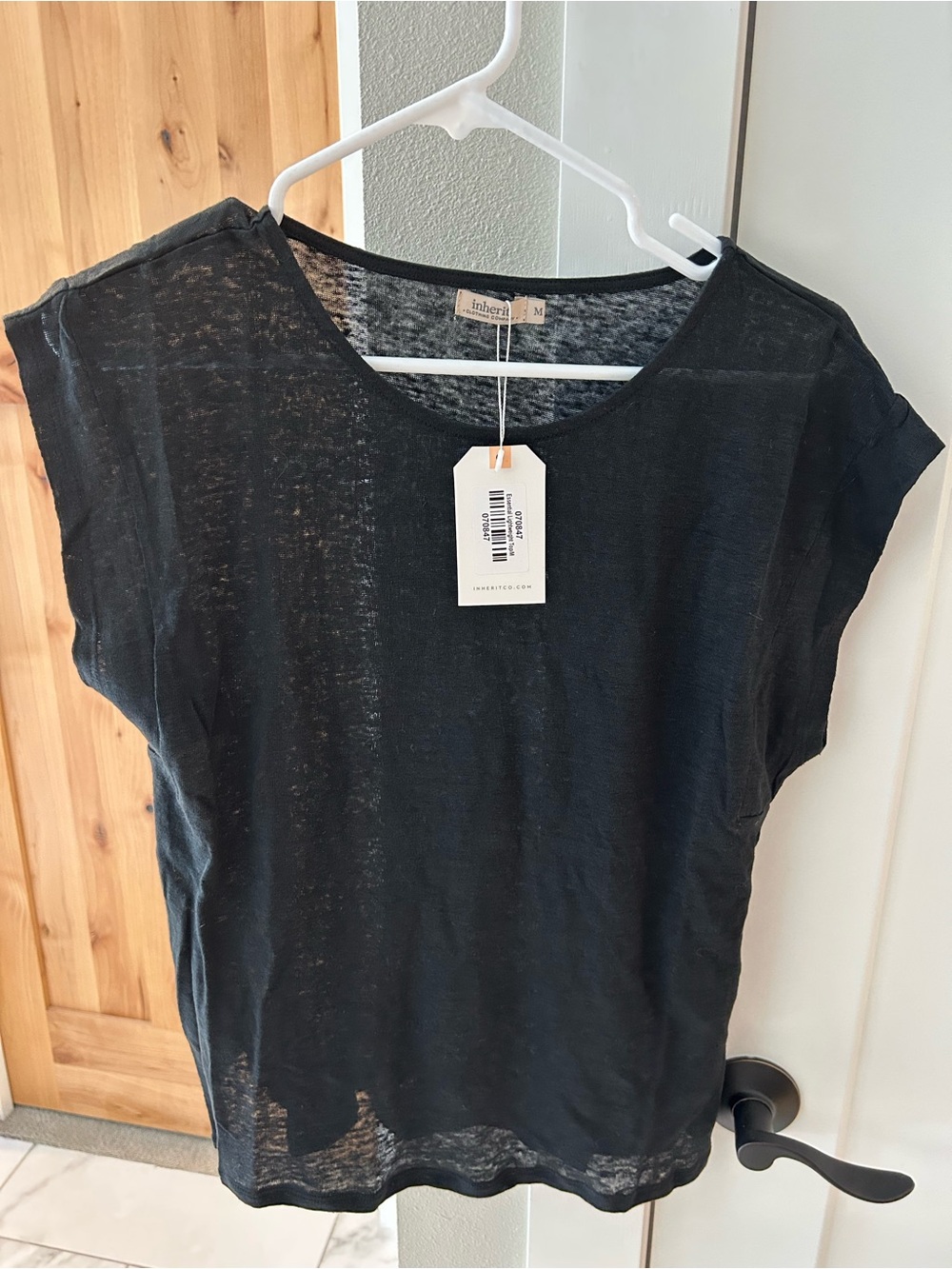 Inherit Co Essential Slub Cotton Cap Sleeve Lightweight Black Women’s Tee